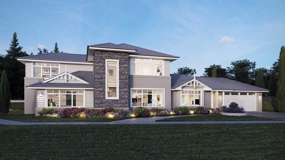 hampton facade double storey acreage home design