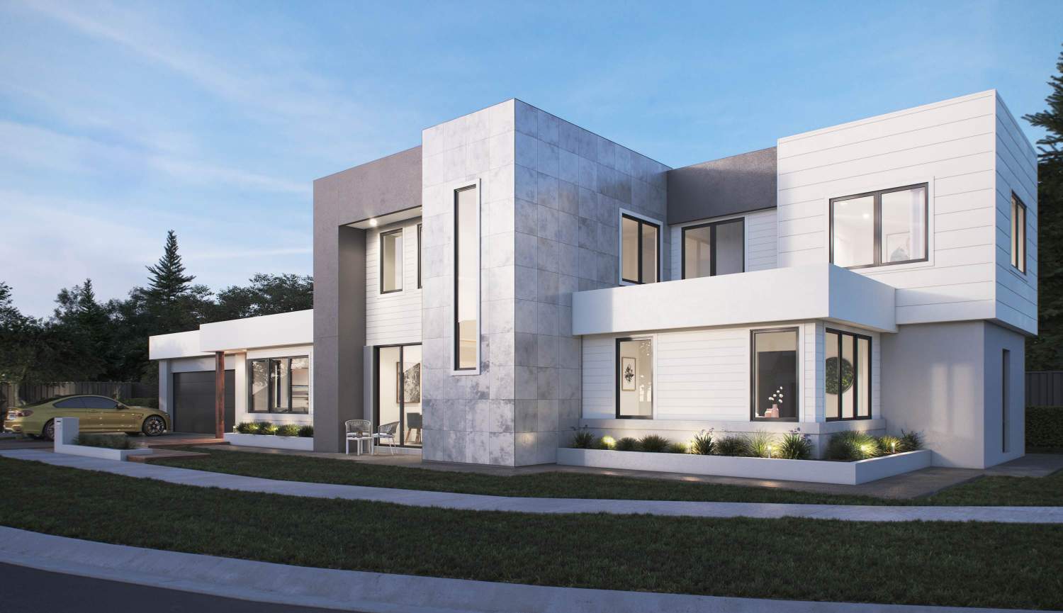 Double Storey House Design Cube Facade