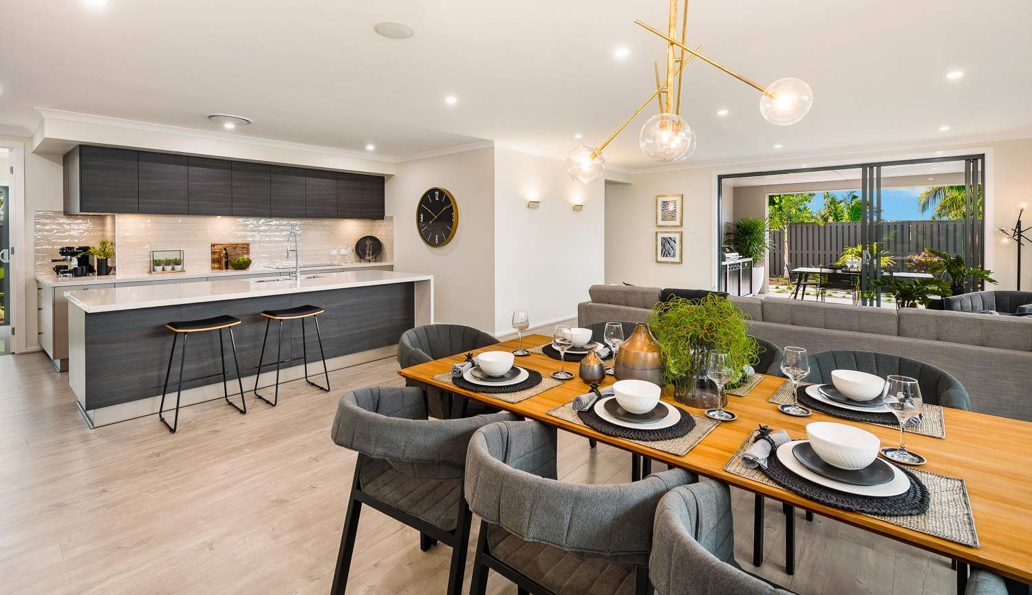 Meridian Single Storey House Design Kitchen, Dining & Living