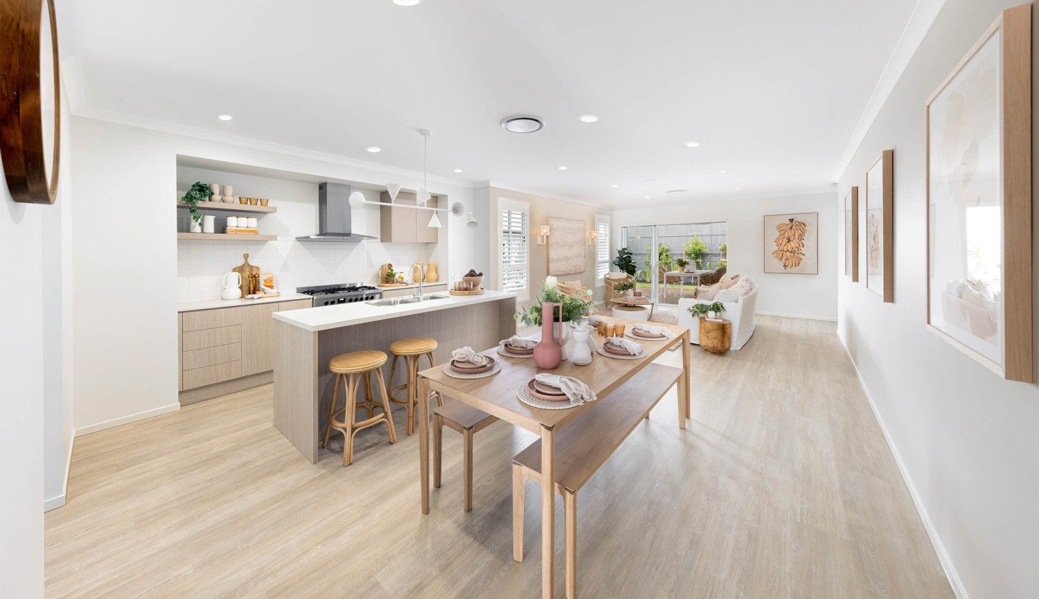 Violet Single Storey Home Design Dining, Kitchen & Living Room