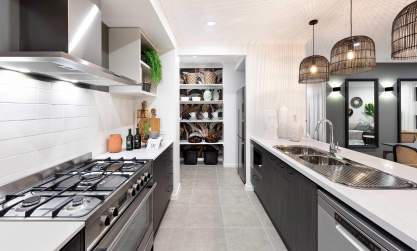 Dusk Single Storey House Design Kitchen & Butlers Pantry